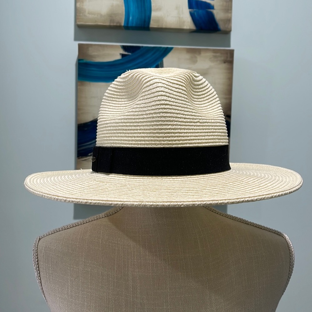 Scala Cream Wide Brim Hat with Black Band